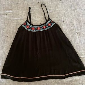 Black Embroidered Tank Top